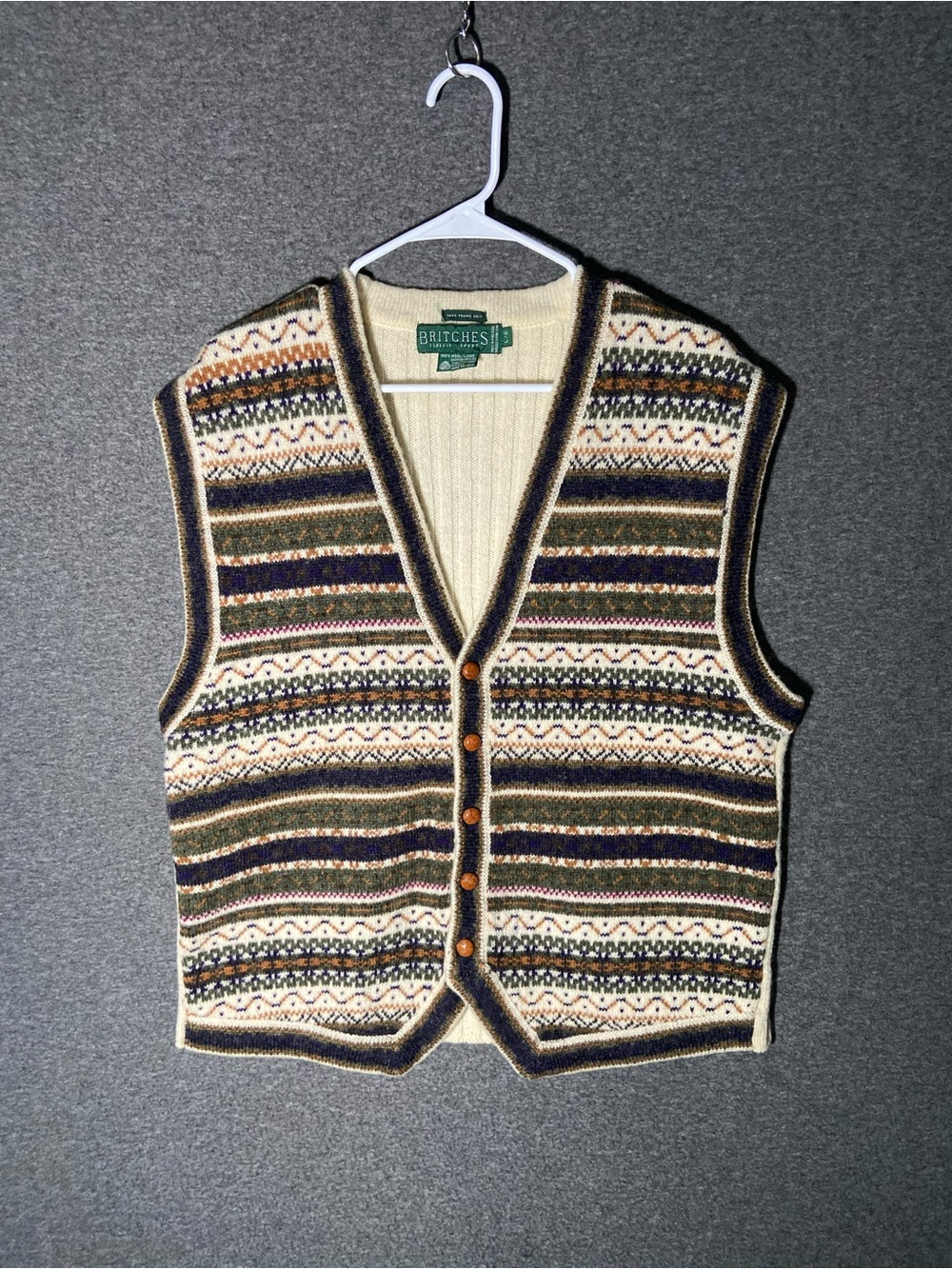Vintage Britches Classic Sport Shetland Wool Fair Isle Sweater Vest Mens Large⁠